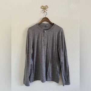 IBEX Men’s Gray Merino Wool Button Long Sleeve Shirt Sz L Base Layer Sports